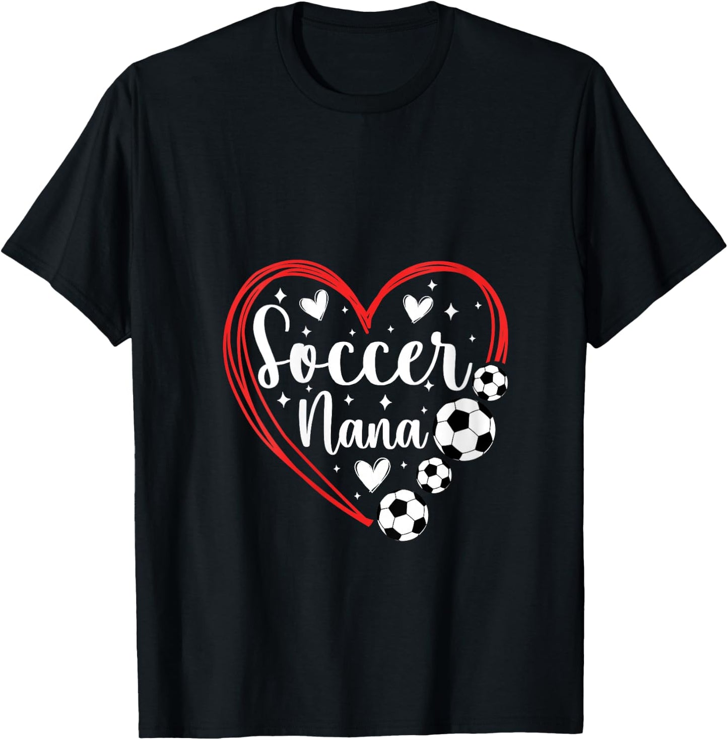 Soccer Nana Grandma Heart Nana Of A Soccer Player Nana V-Neck T-Shirt - T-Shirt | Black
