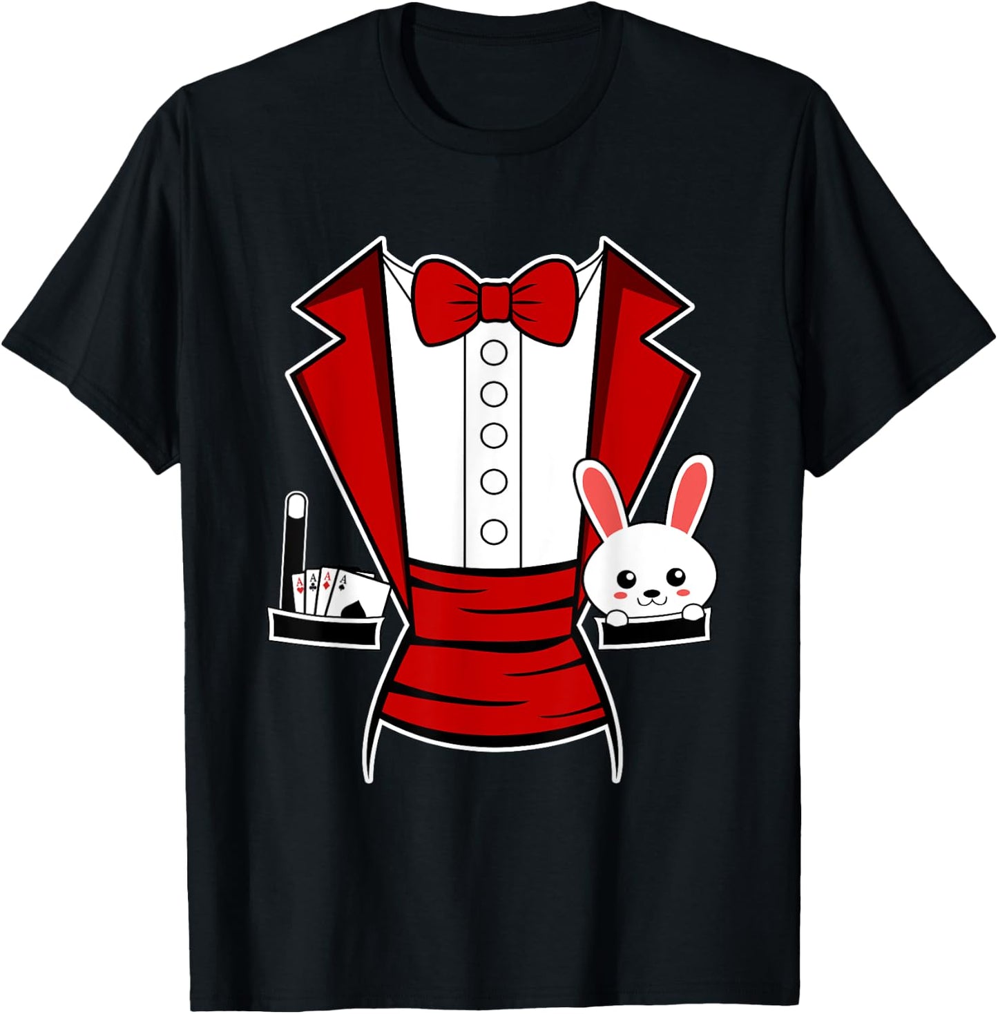 Kids Adult Halloween Magician Costume Tuxedo Magic Show Men T-Shirt - T-Shirt | Black
