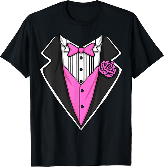 Tuxedo Costume Lazy Halloween Pink Boys Tuxedo T-Shirt - T-Shirt | Black
