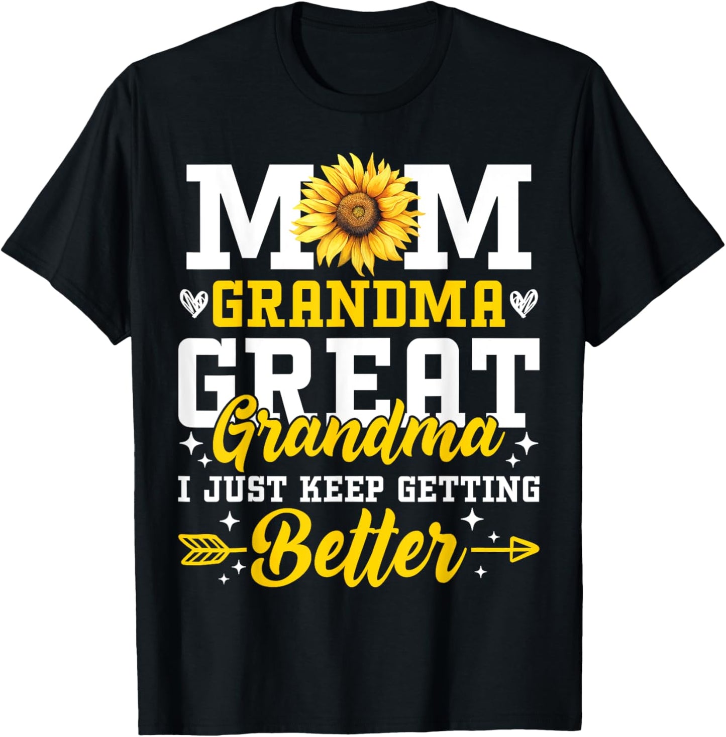 Mom Grandma Great Grandma Mother's Day 2025 Sunflower Women T-Shirt - T-Shirt | Black