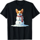 Funny Christmas Scarf with Snowman Corgi , Men and Kids T-Shirt - T-Shirt | Black