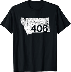 Montana Area Code 406 Cute Hometown Souvenir Gift State T-Shirt - T-Shirt | Black