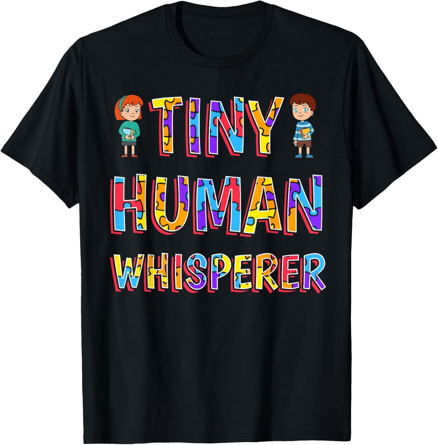 Tiny Human Whisperer Preschool Teacher Pre-K Pre-Primary T-Shirt - T-Shirt | Black