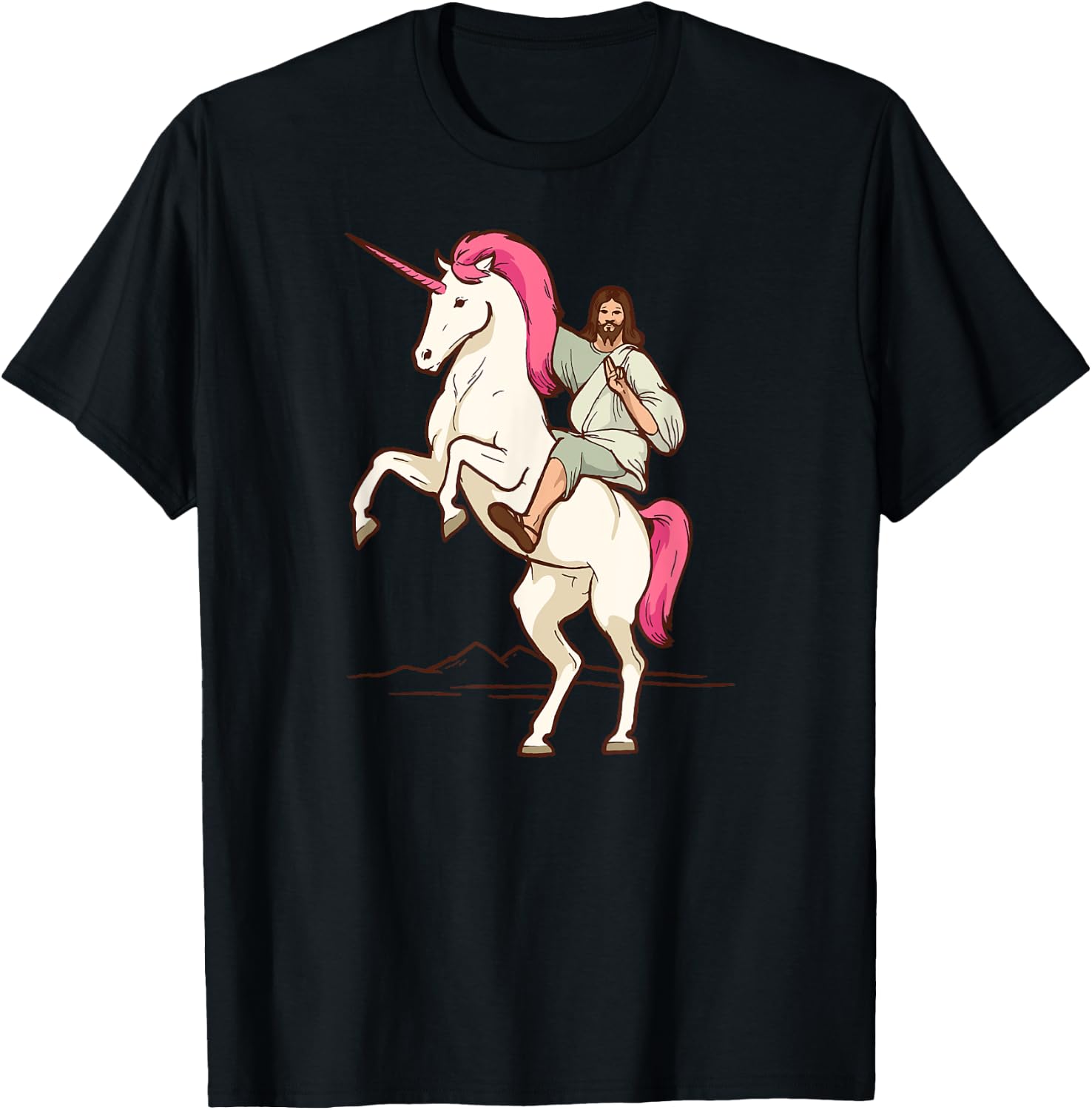 Jesus on Unicorn - Jesus Christ Riding a Unicorn T-Shirt - T-Shirt | Black