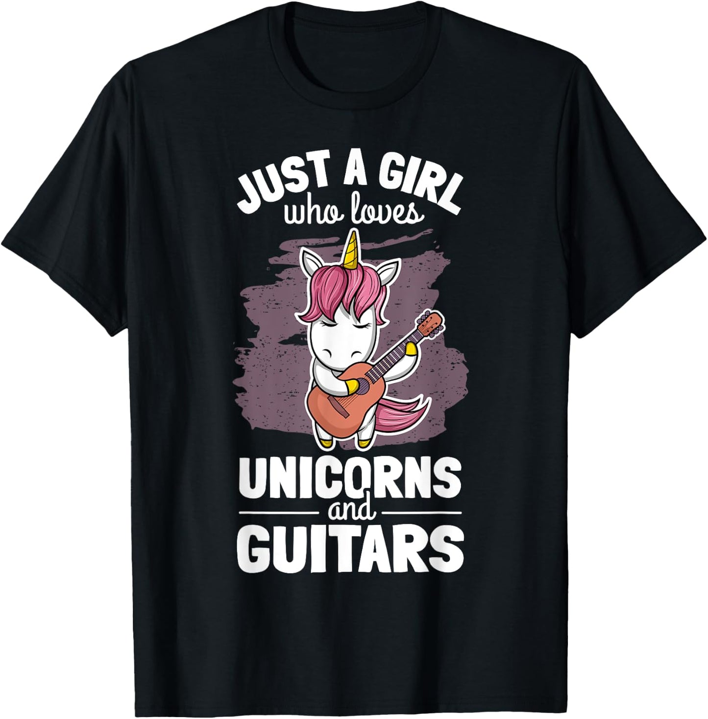 Cute Unicorn Guitar Player Woman Magical Girl Guitarist T-Shirt - T-Shirt | Black