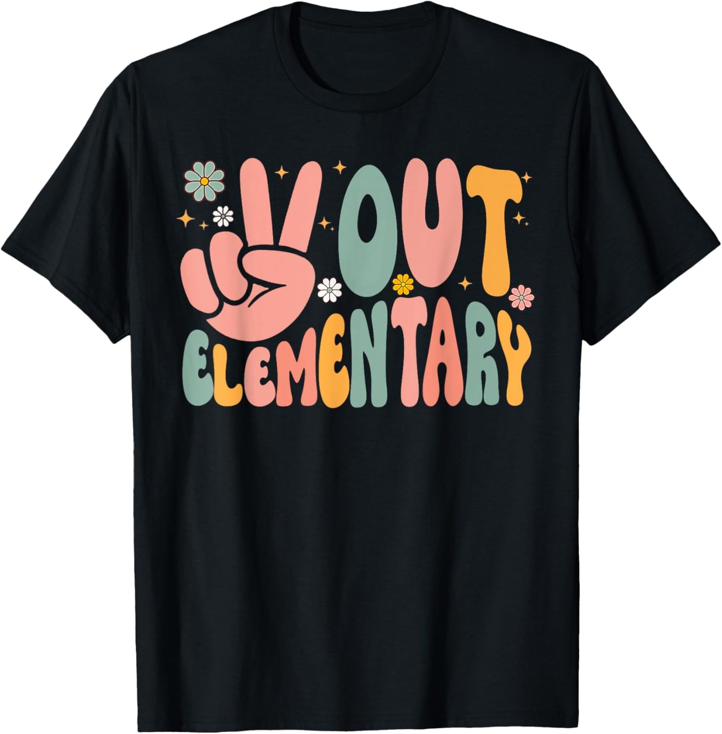 Peace Out Elementary Last Day of School Elementary Graduate T-Shirt - T-Shirt | Black