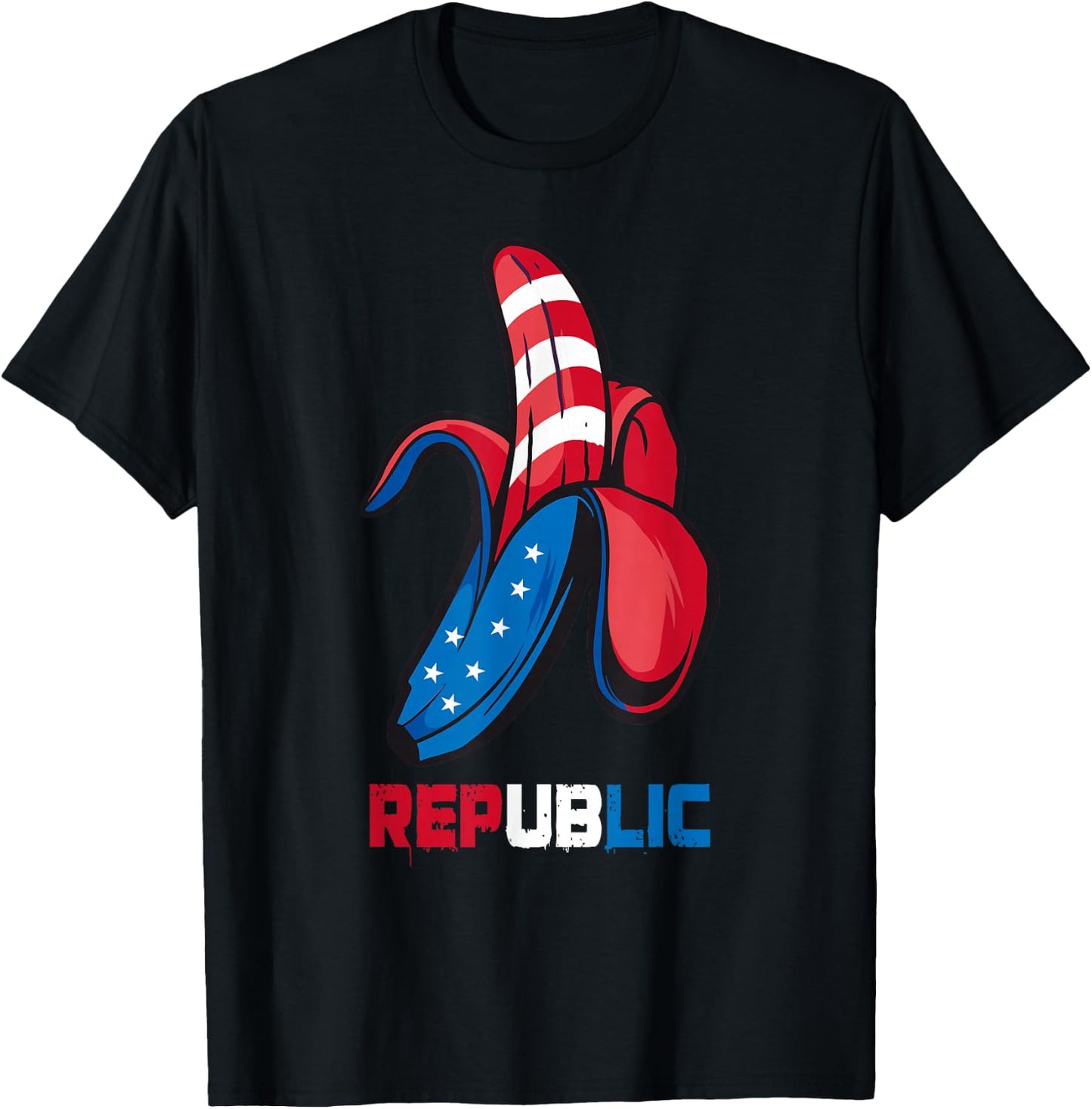 Banana US Flag Patriot America Party Funny Fruit Republic T-Shirt - T-Shirt | Black