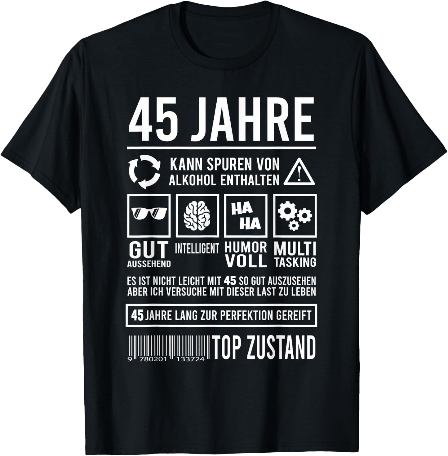 45. Geburtstag Lustig 45 Jahre Perfektion T-Shirt - T-Shirt | Black
