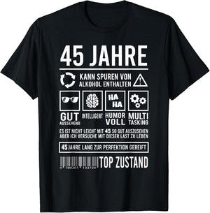 45. Geburtstag Lustig 45 Jahre Perfektion T-Shirt - T-Shirt | Black