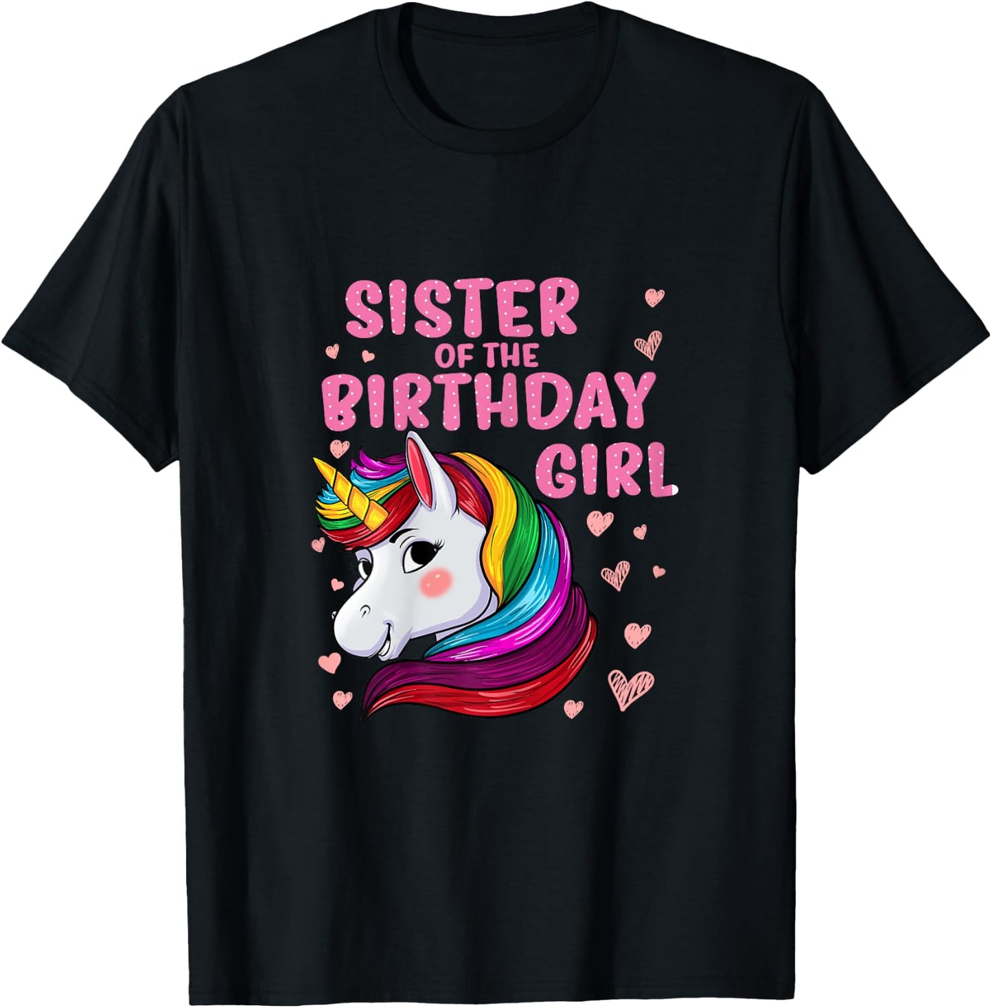 Unicorn Sister Of The Birthday Girl T-Shirt - T-Shirt | Black