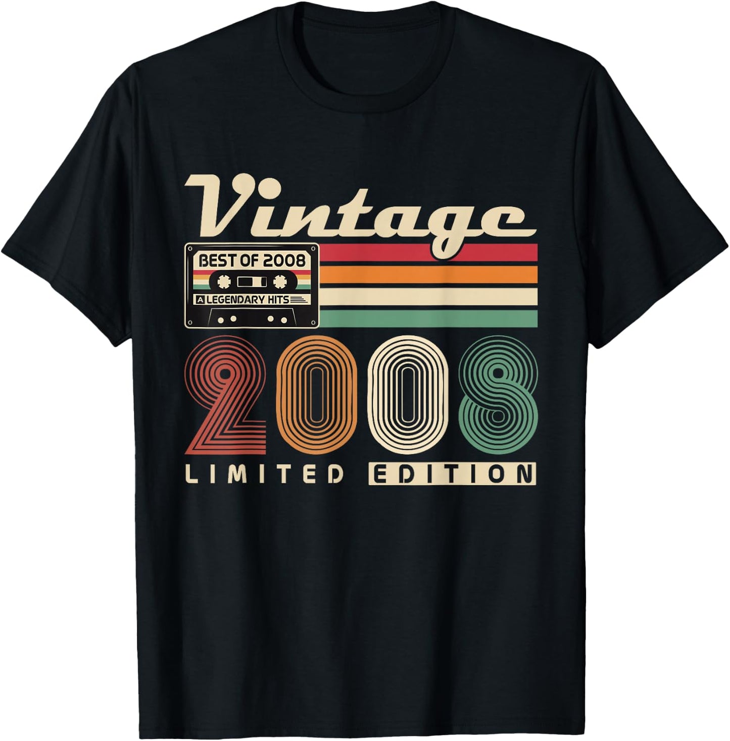Vintage 2008 Rétro Cadeau 18 Ans Anniversaire Garçons Filles T-Shirt - T-Shirt | Black