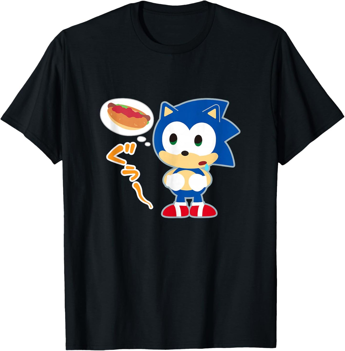 Sonic & Friends Sonic Chili Dog Thoughts T-Shirt - T-Shirt | Black