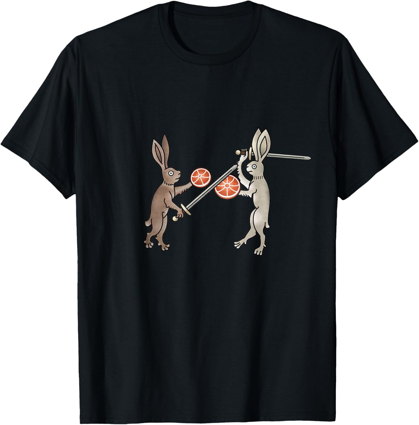 Medieval Marginalia - Rabbit sword duel - MargiKnights T-Shirt - T-Shirt | Black