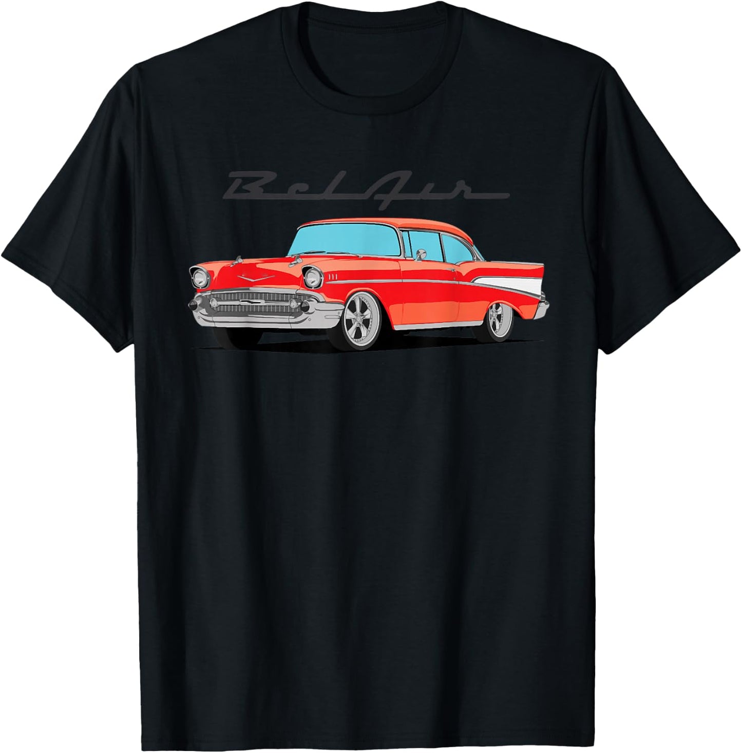 1955 55 56 57 Bel air Vintage Silhouette Classic Old Hot Rod T-Shirt - T-Shirt | Black