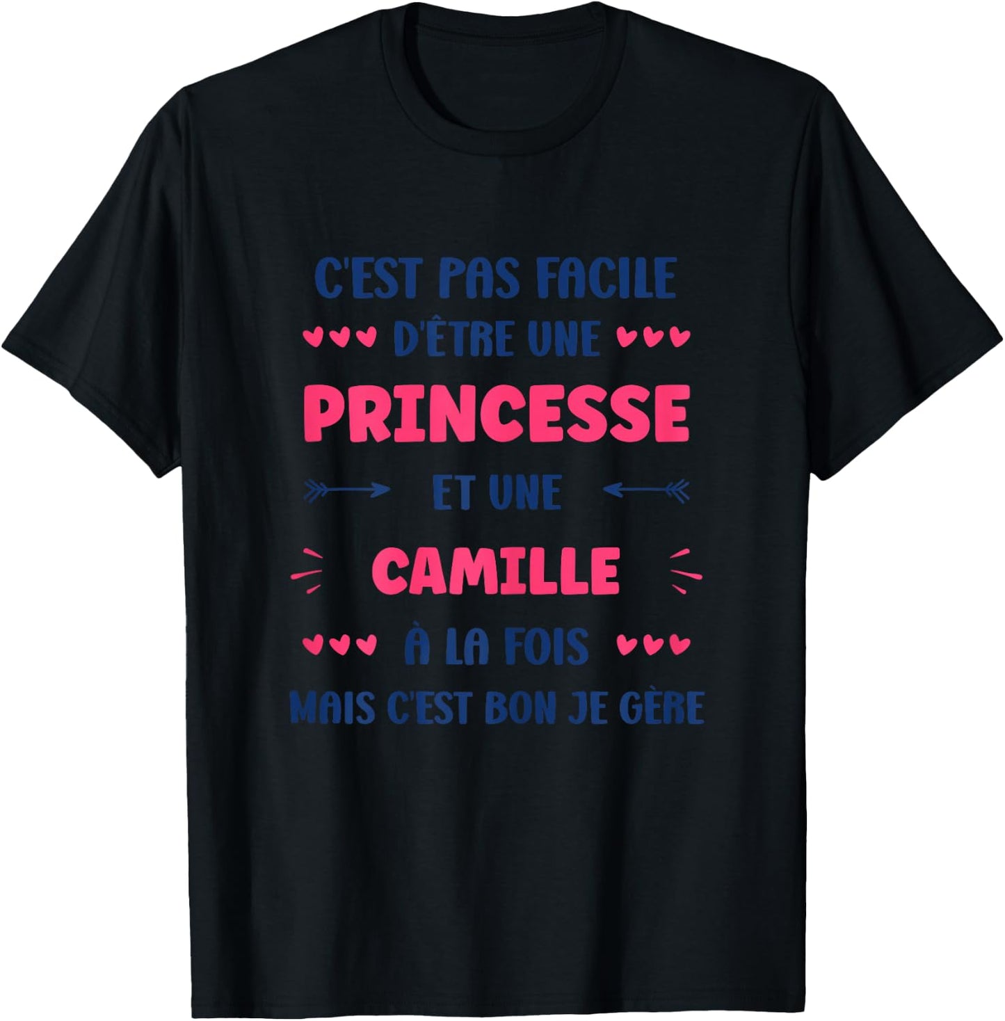 Princess Super Camille Girl Name Humour Camille , white, Female X-Small T-Shirt - T-Shirt | Black