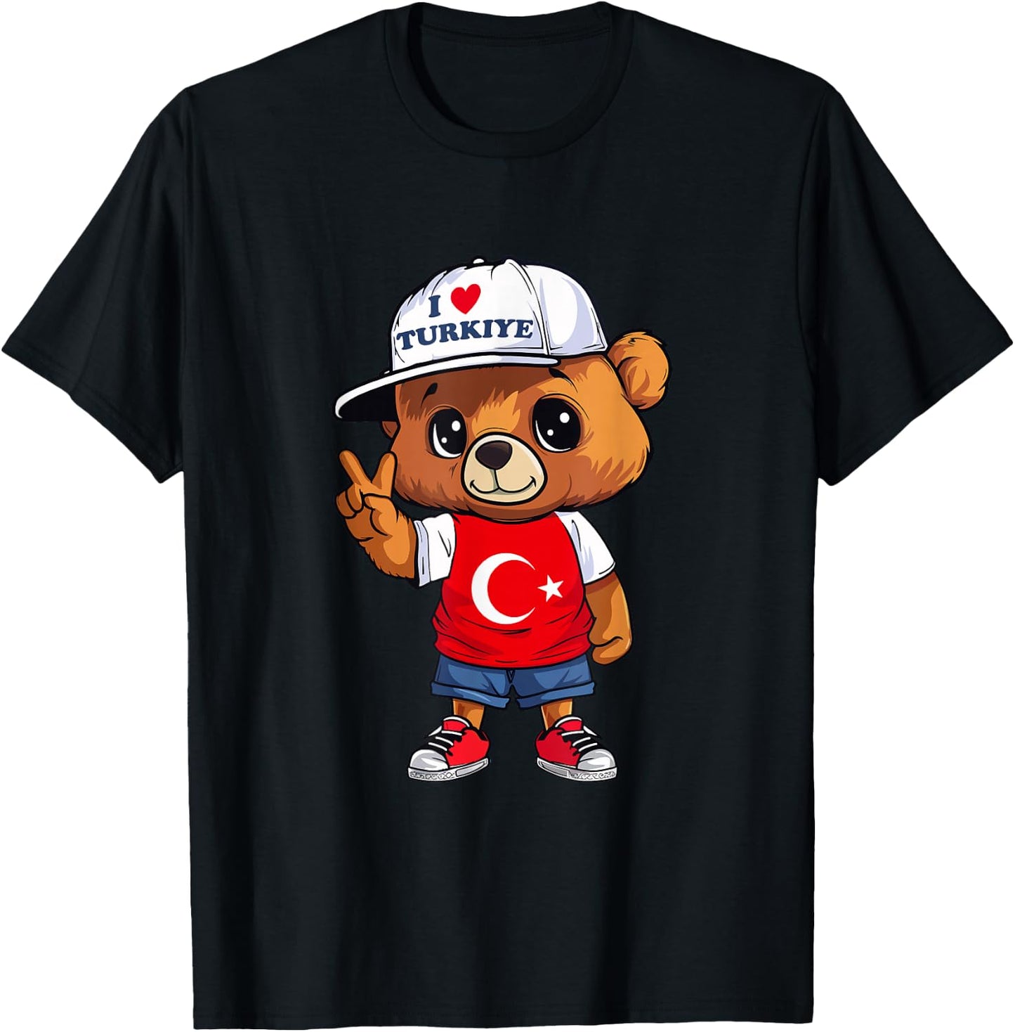 Türkei Fußball EM 2024 Teddybär Trikot T-Shirt - T-Shirt | Black