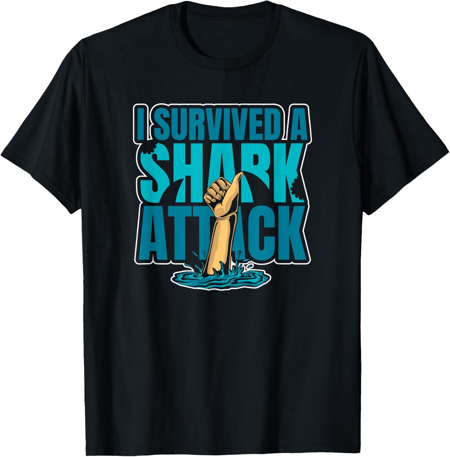 I Survived A Shark Attack Whale Hammerhead White Lover Shark T-Shirt - T-Shirt | Black