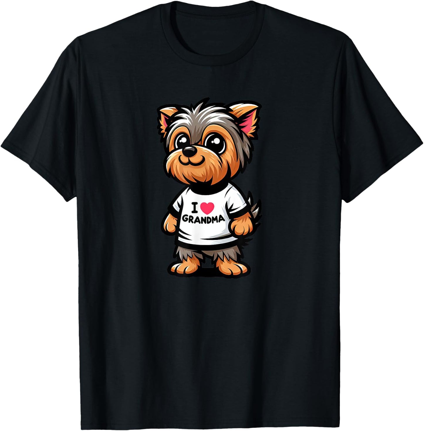 Yorkshire Terrier I Love Grandma Funny Dog Grandmother T-Shirt - T-Shirt | Black