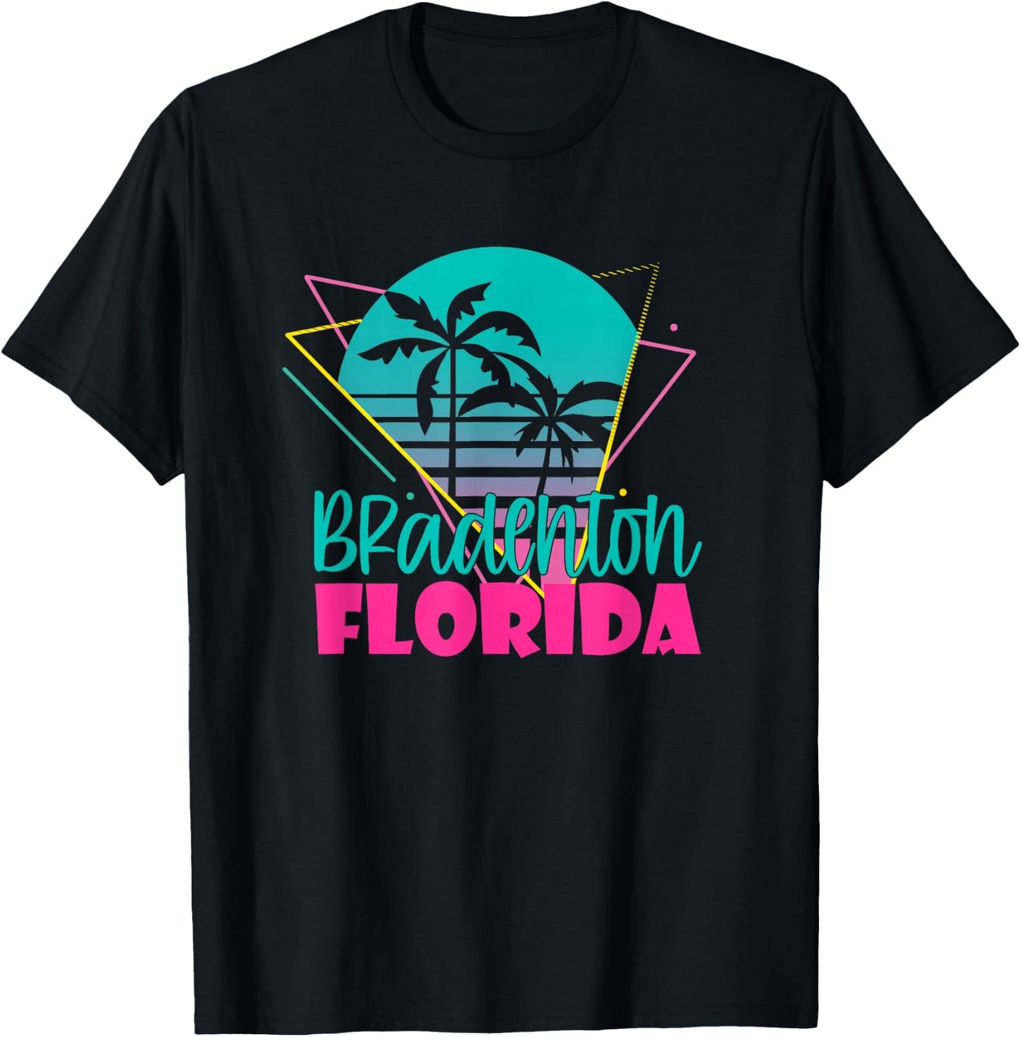 Vintage Beach Vacation Palm Tree Bradenton Florida Men Women T-Shirt - T-Shirt | Black