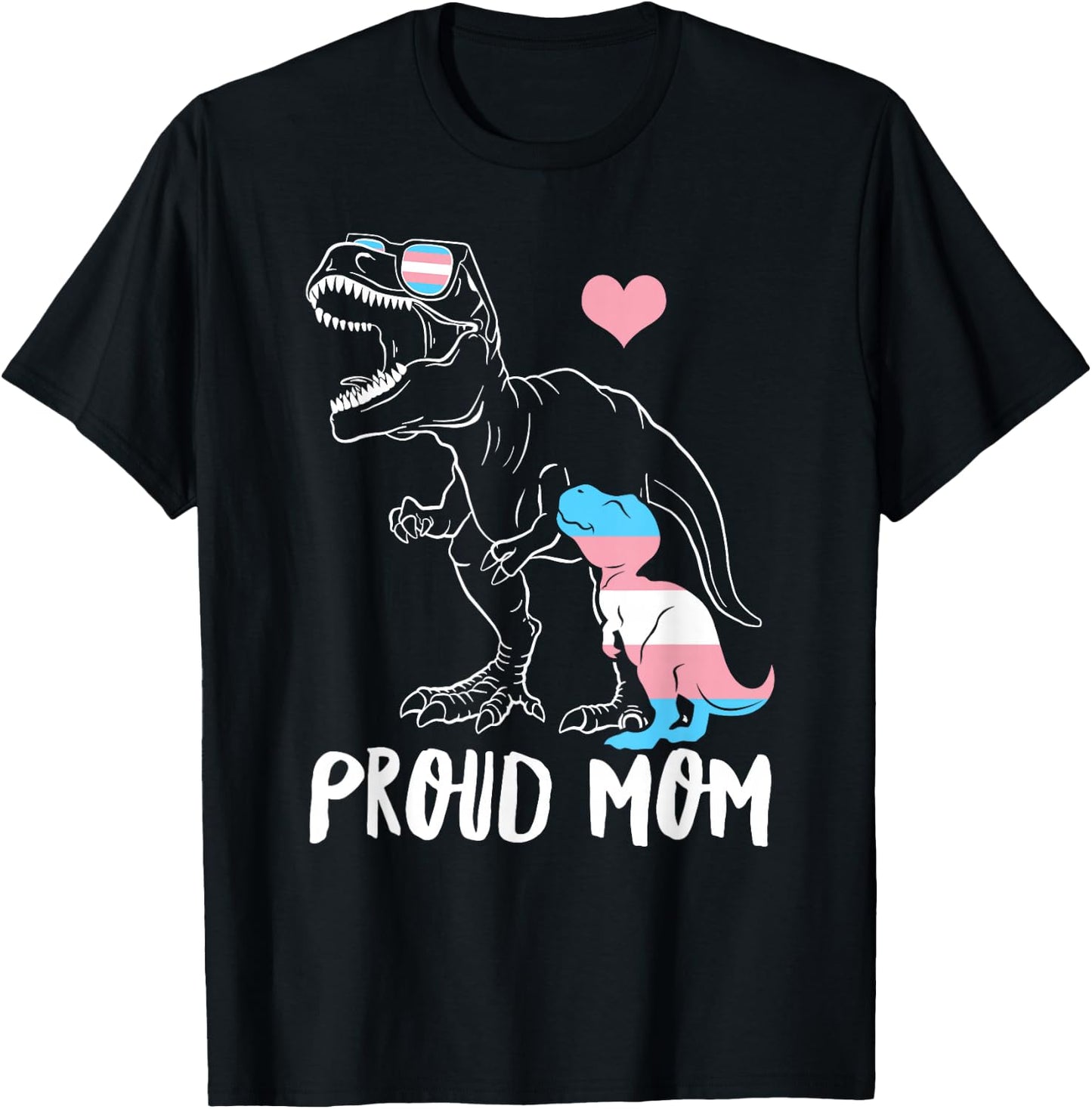 Trans Proud Mom Dinosaur Rex Transgender Pride Mamasaurus T-Shirt - T-Shirt | Black