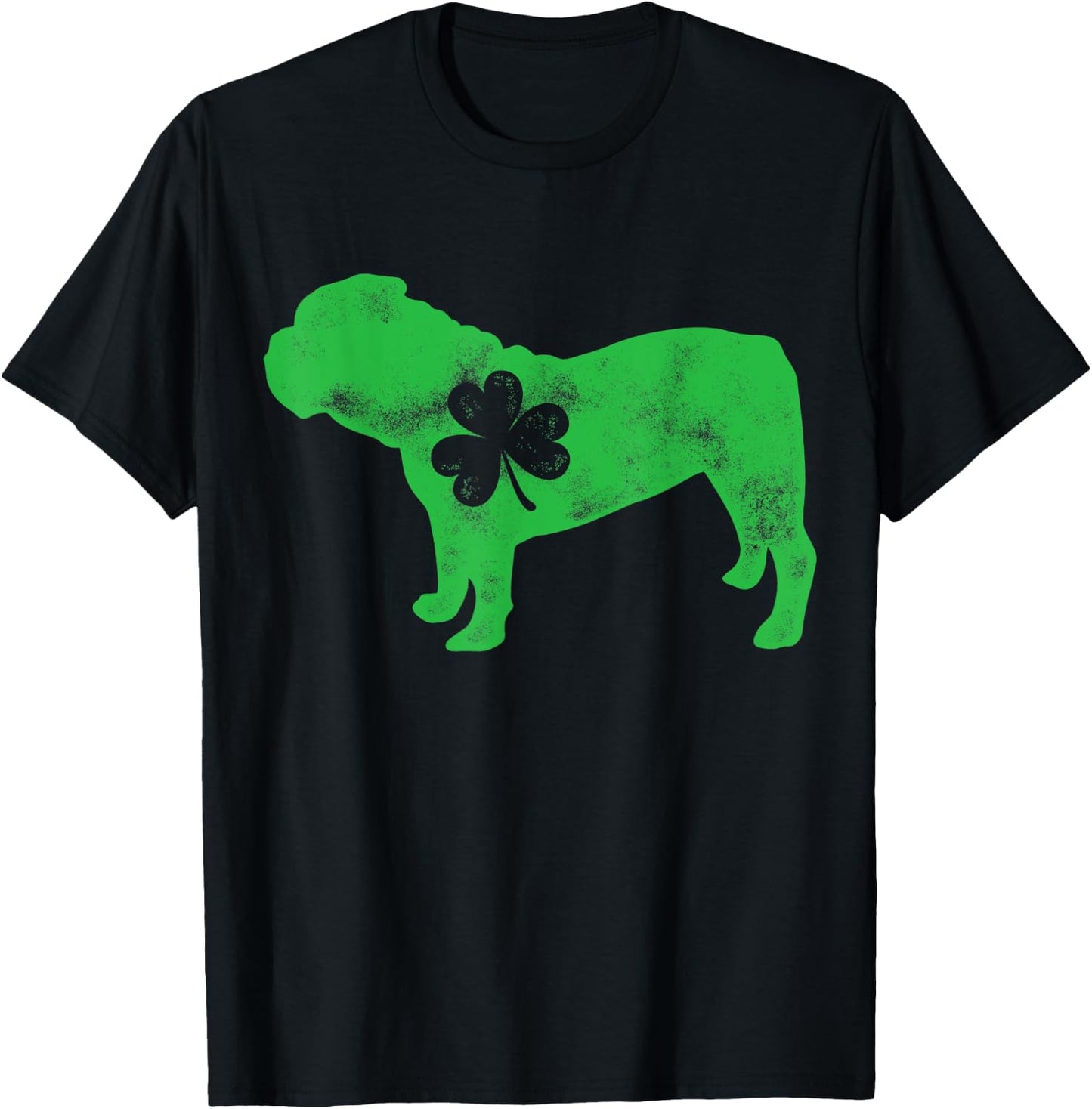 English Bulldog St Patricks Day Men Women Shamrock Dog Lover T-Shirt - T-Shirt | Black