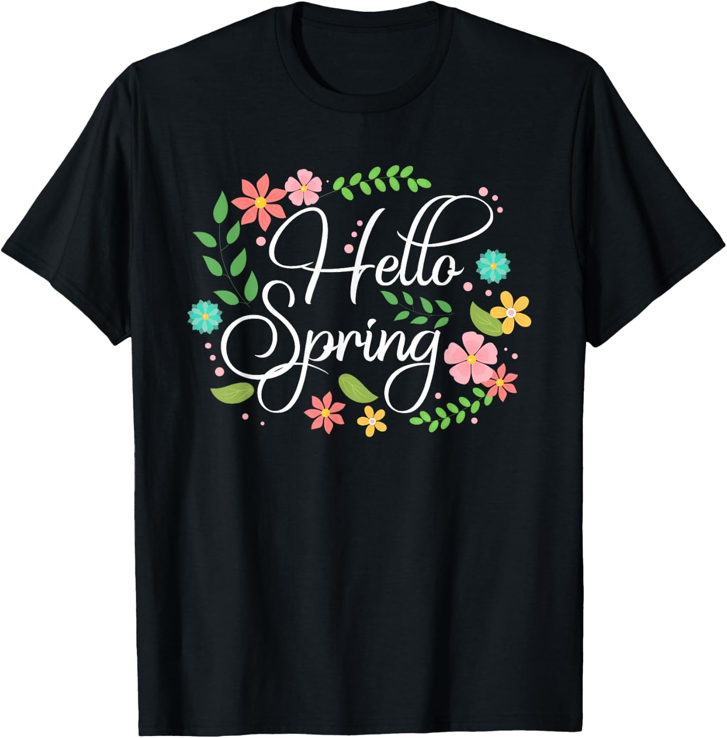 Hello Spring Flowers Costume Floral First day of Spring T-Shirt - T-Shirt | Black