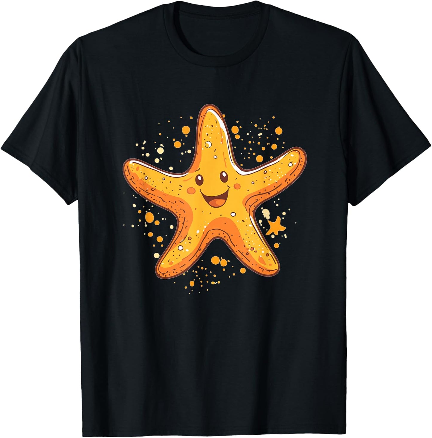 Happy Smiling Starfish Ocean Starfish T-Shirt - T-Shirt | Black