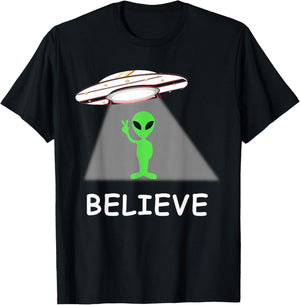 Alien Shirt - I Believe New Cool UFO T-Shirt - T-Shirt | Black