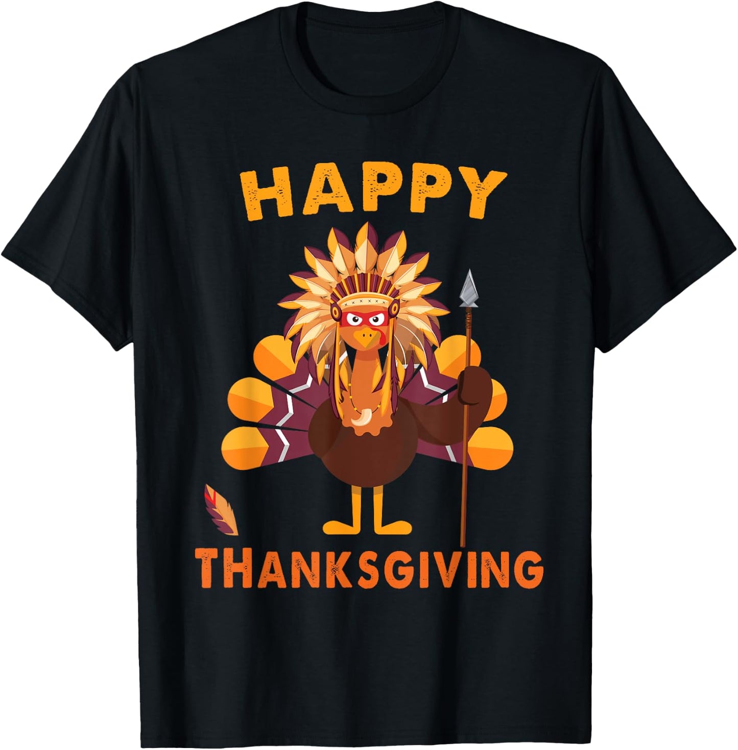 Native American Indian turkey Happy Thanksgiving day gift T-Shirt - T-Shirt | Black