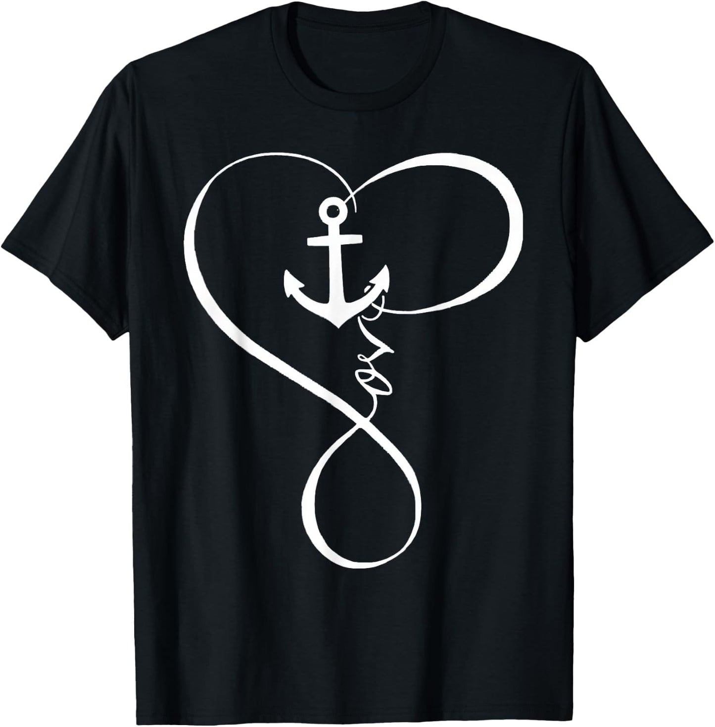 Anchor Heart Infinity Love Nautical Anchor Lover Women Men T-Shirt - T-Shirt | Black