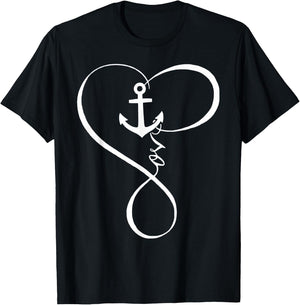Anchor Heart Infinity Love Nautical Anchor Lover Women Men T-Shirt - T-Shirt | Black