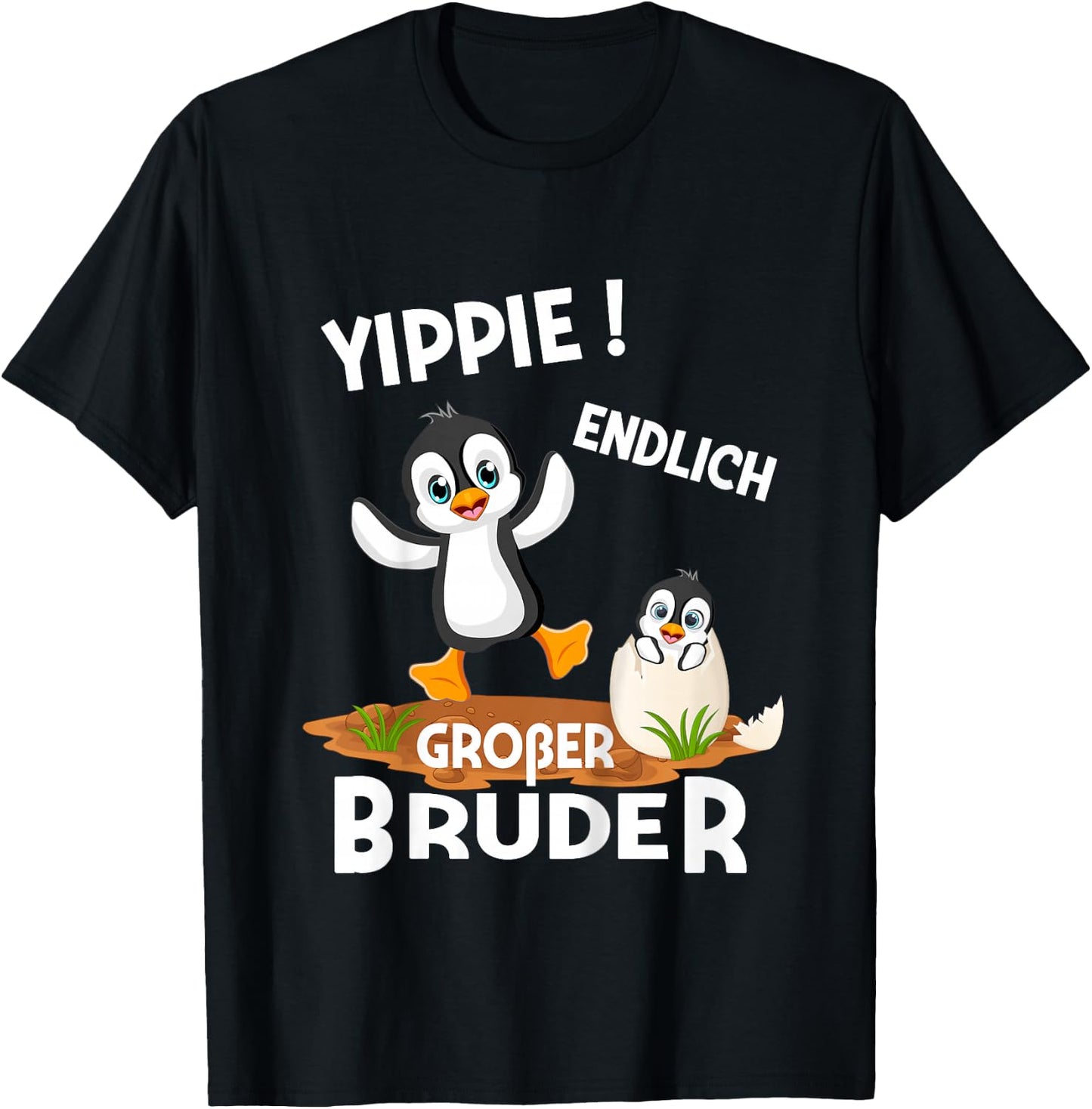 Kinder Endlich Großer Bruder Sohn Geschwister Pinguin T-Shirt - T-Shirt | Black