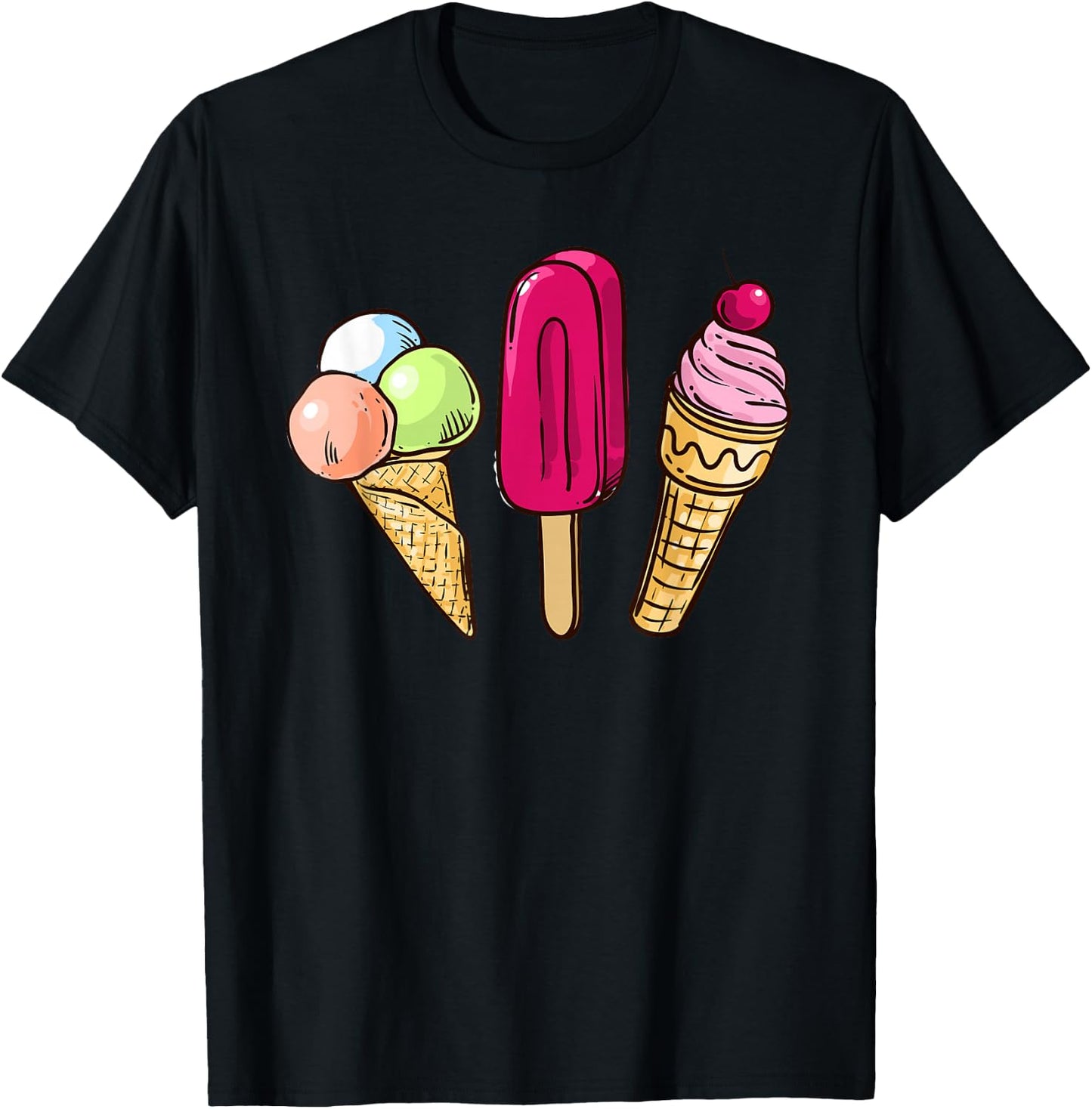 Ice Lover Gelato Cup Ice Cream Cone Summer Food , black T-Shirt - T-Shirt | Black