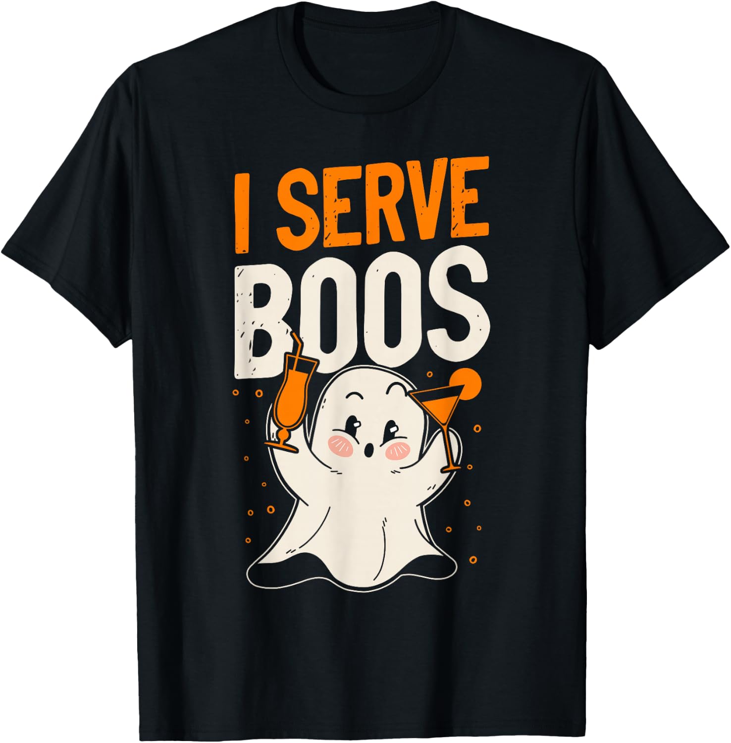 Bartender Mixologist Halloween Pun I Serve Boos T-Shirt - T-Shirt | Black