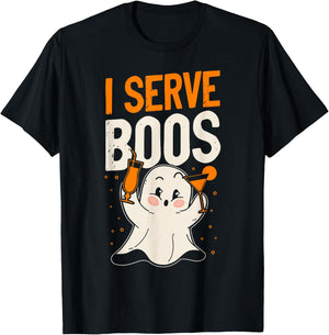 Bartender Mixologist Halloween Pun I Serve Boos T-Shirt - T-Shirt | Black