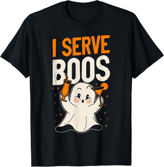 Bartender Mixologist Halloween Pun I Serve Boos T-Shirt - T-Shirt | Black