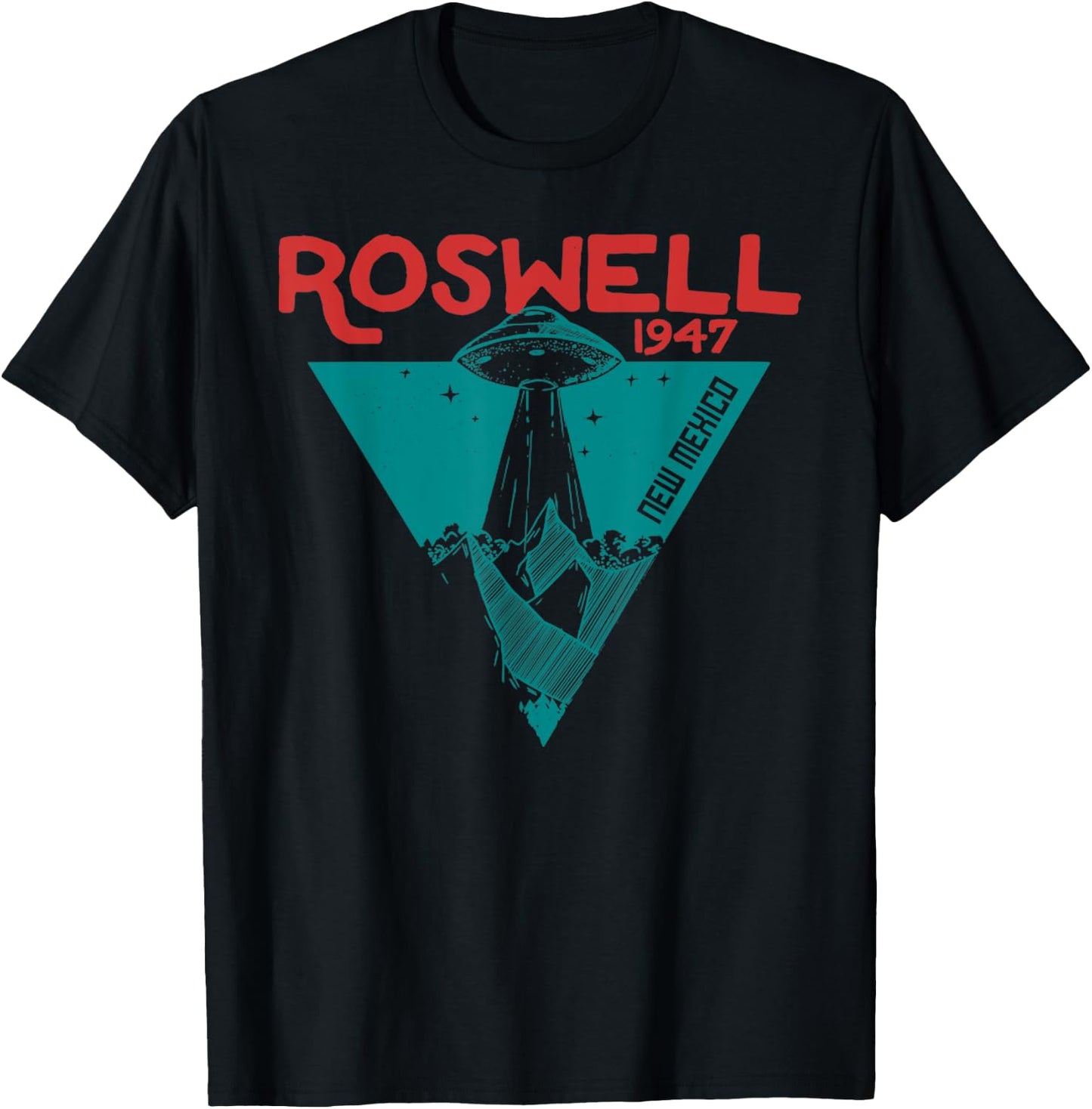Roswell New Mexico 1947 Ufo Beam Flying Road Vintage T-Shirt - T-Shirt | Black