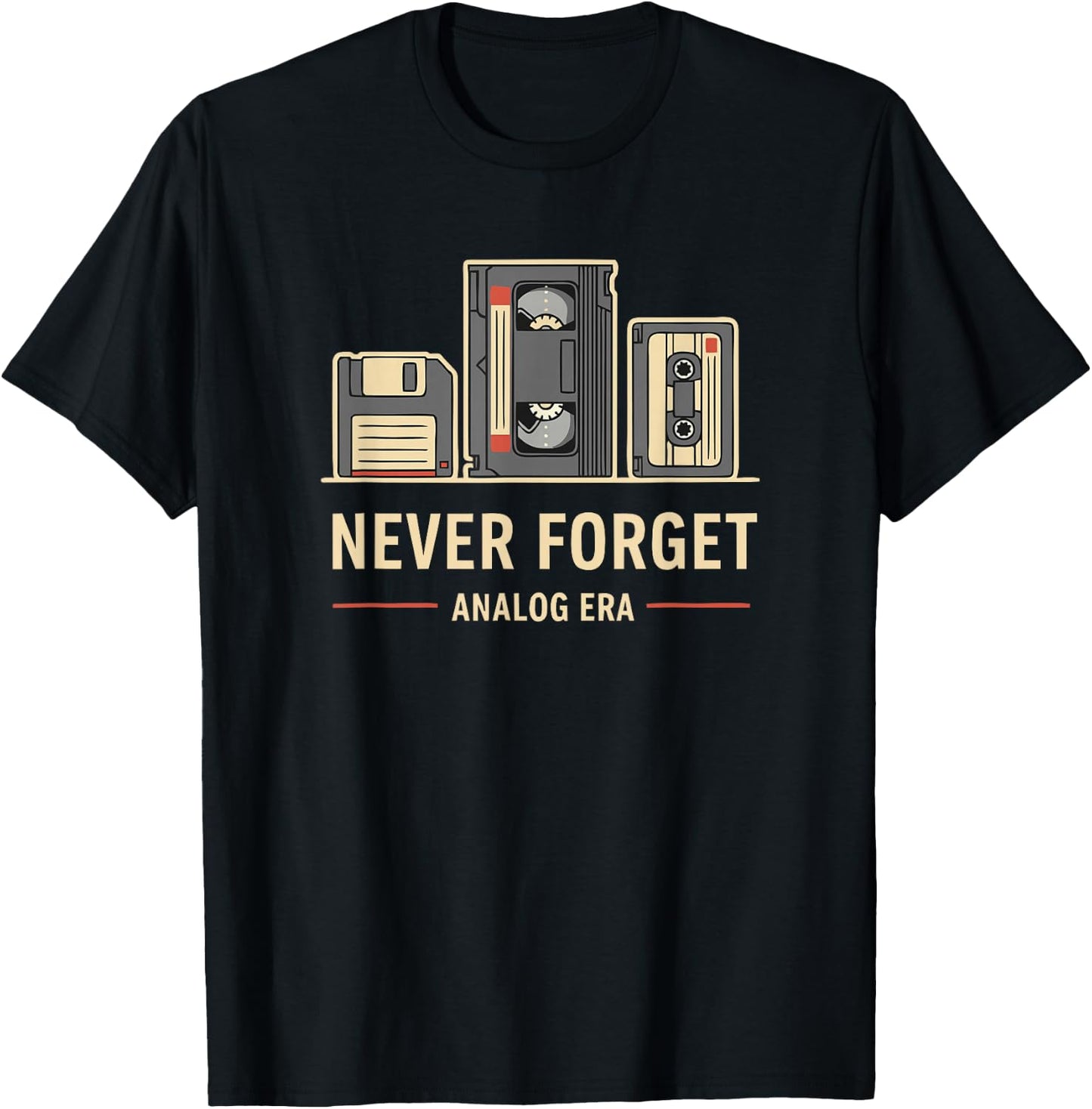 Never Forget Nostalgia Analog VHS Cassette Icons T-Shirt - T-Shirt | Black