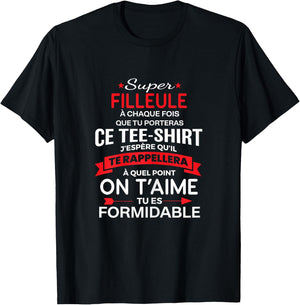 Super Filleule on t'aime gift woman girl , Black T-Shirt - T-Shirt | Black
