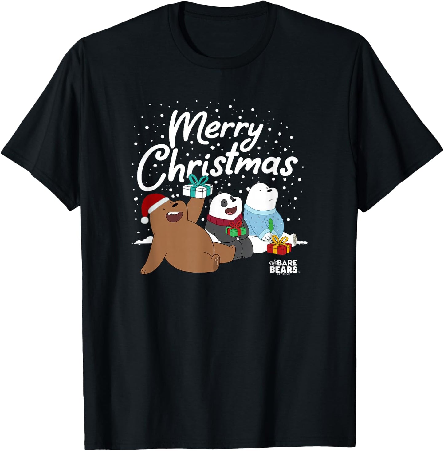 We Bare Bears Christmas Present Friends T-Shirt - T-Shirt | Black