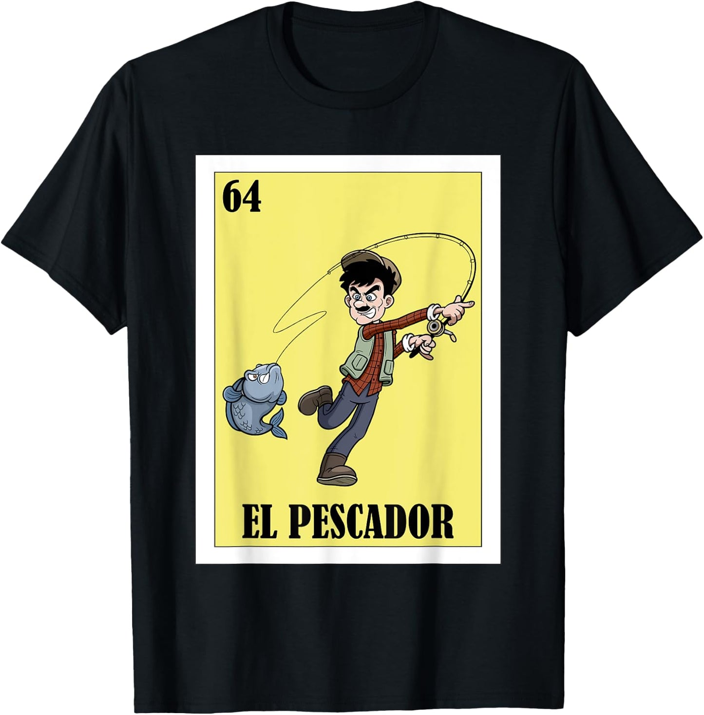 Funny Mexican Design for Fisherman El Pescador T-Shirt - T-Shirt | Black