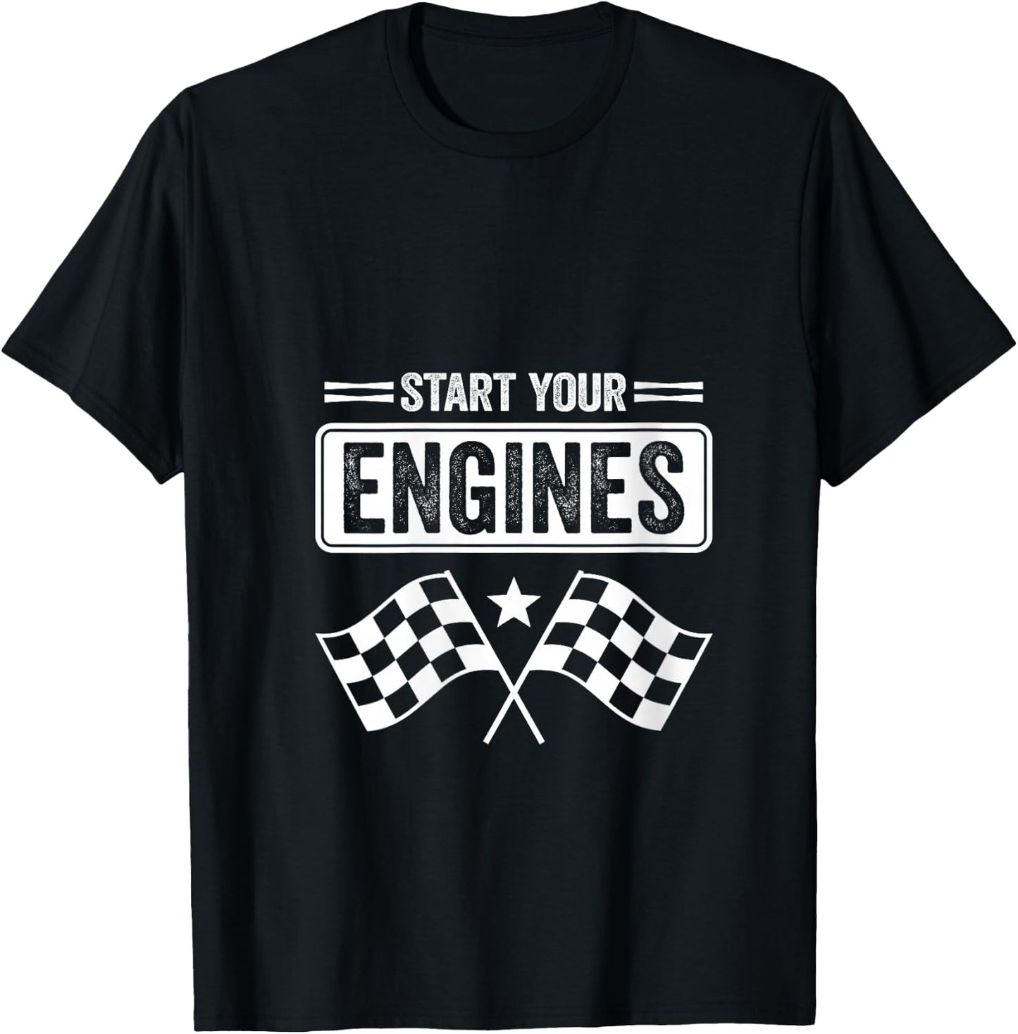 Women's Start Your Engines Vintage Checkered Flag Race Car V-Neck T-Shirt - T-Shirt | Black