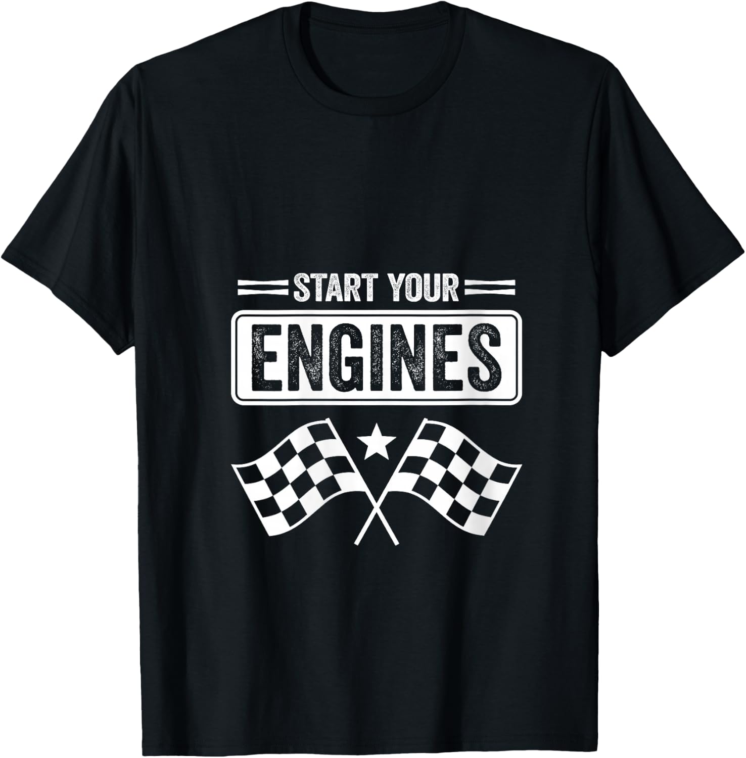 Women's Start Your Engines Vintage Checkered Flag Race Car V-Neck T-Shirt - T-Shirt | Black