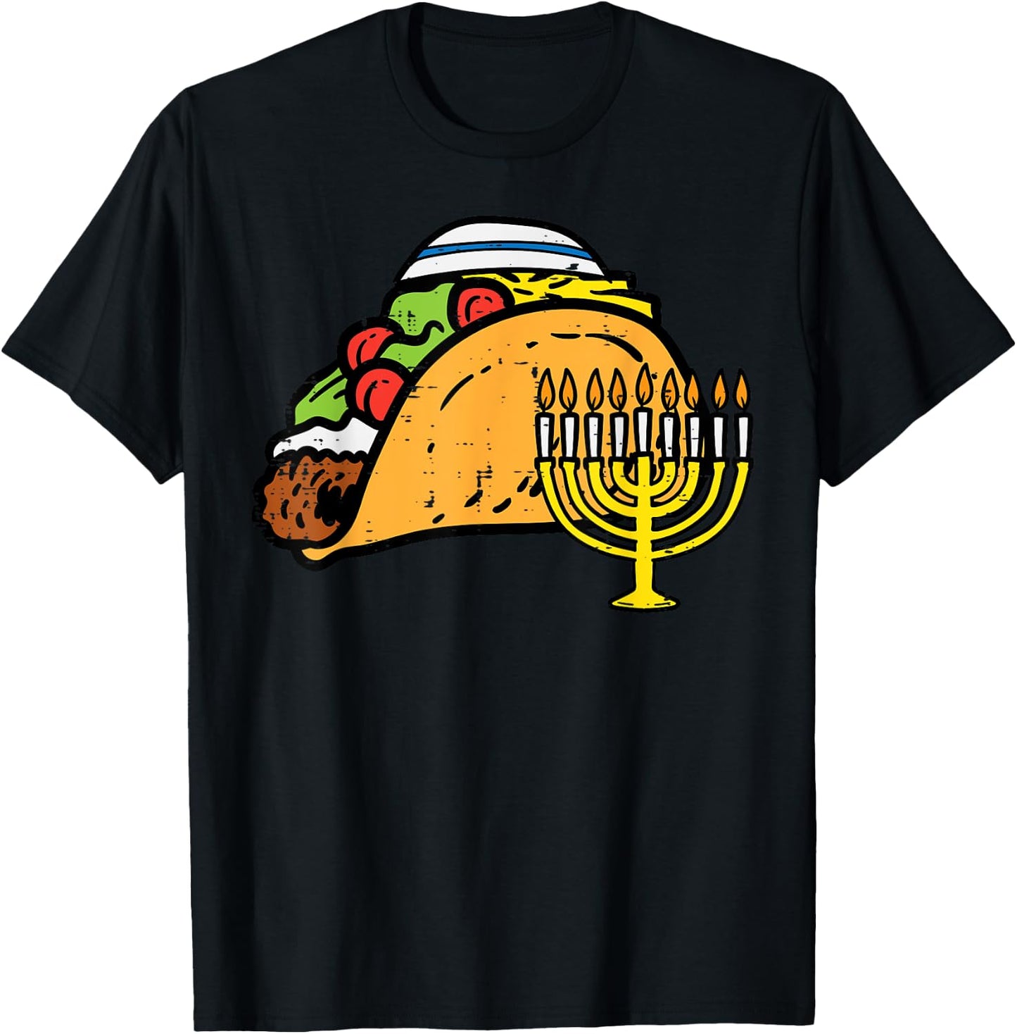 Hanukkah Taco Funny Chanukah Mexican Food Men Women Kids T-Shirt - T-Shirt | Black