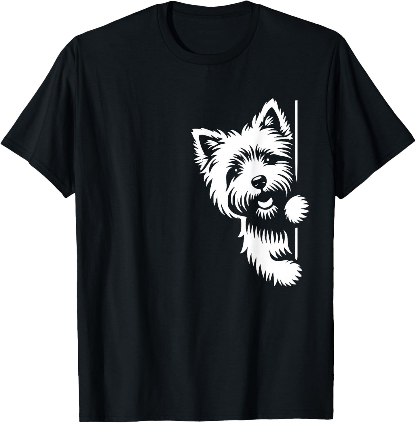 Cute Cairn Terrier Dog Peering Graphic Design T-Shirt - T-Shirt | Black