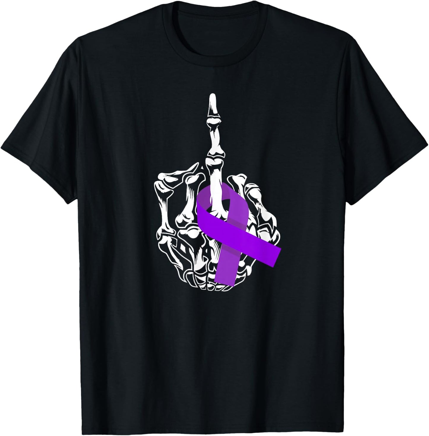 Fuck Pancreatic Cancer Middle Finger Pancreatic Cancer T-Shirt - T-Shirt | Black