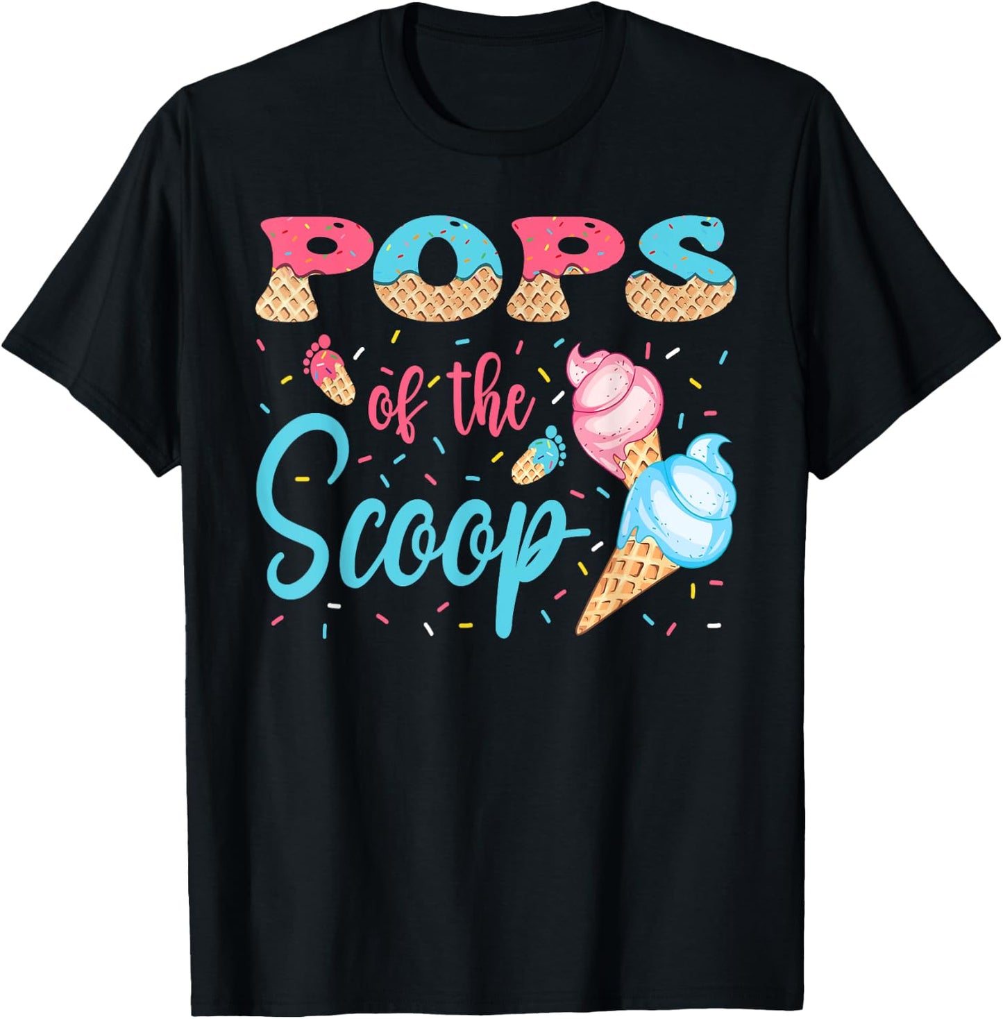 Pops Of The Scoop Ice Cream Gender Reveal Baby Shower T-Shirt - T-Shirt | Black