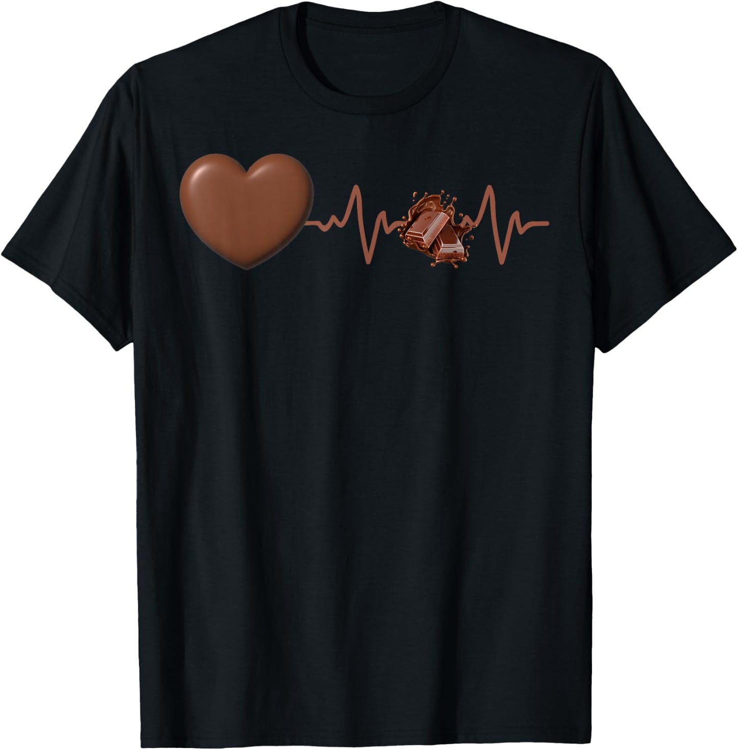 Chocolate Sweet Sugar I Love Chocolate Lover Cute Heartbeat T-Shirt - T-Shirt | Black