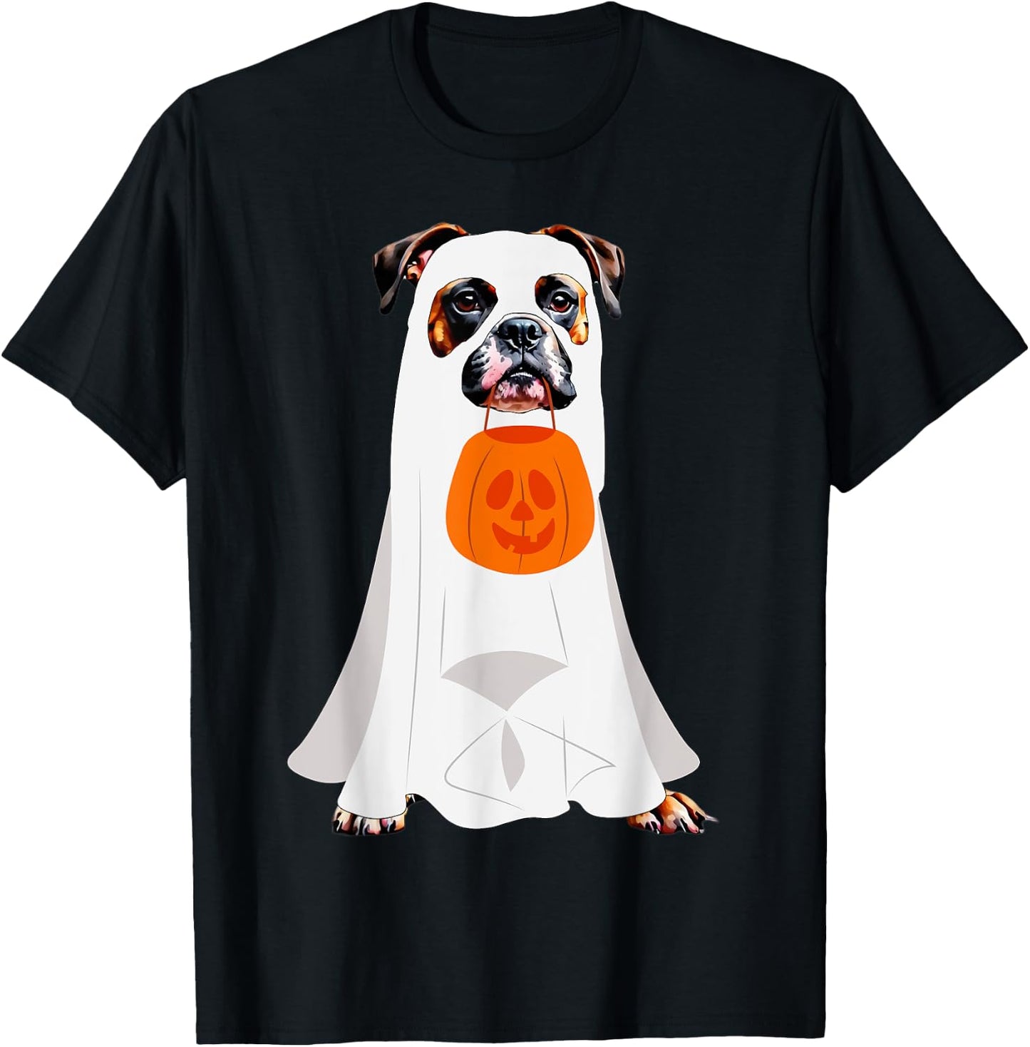 Boxer Dog Ghost Pumpkin Halloween Fall Dog Lover Men Women Kids T-Shirt - T-Shirt | Black