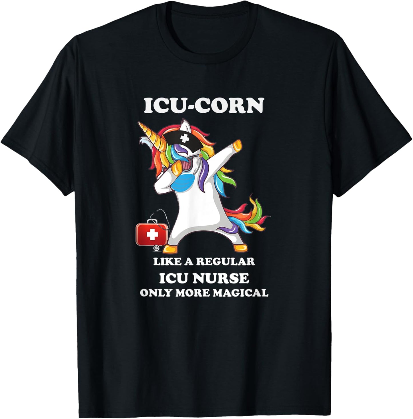 Dabbing Unicorn Nursicon Medical ICU Nurse RN T-Shirt - T-Shirt | Black
